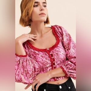 Free People Dare Me Velvet blouse size small